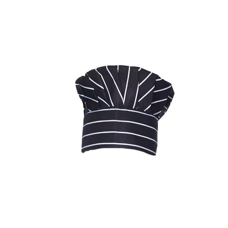 Adjustable Chef Cap with Elastic Band for Kitchen Cooking Baking Catering Use - Black+White