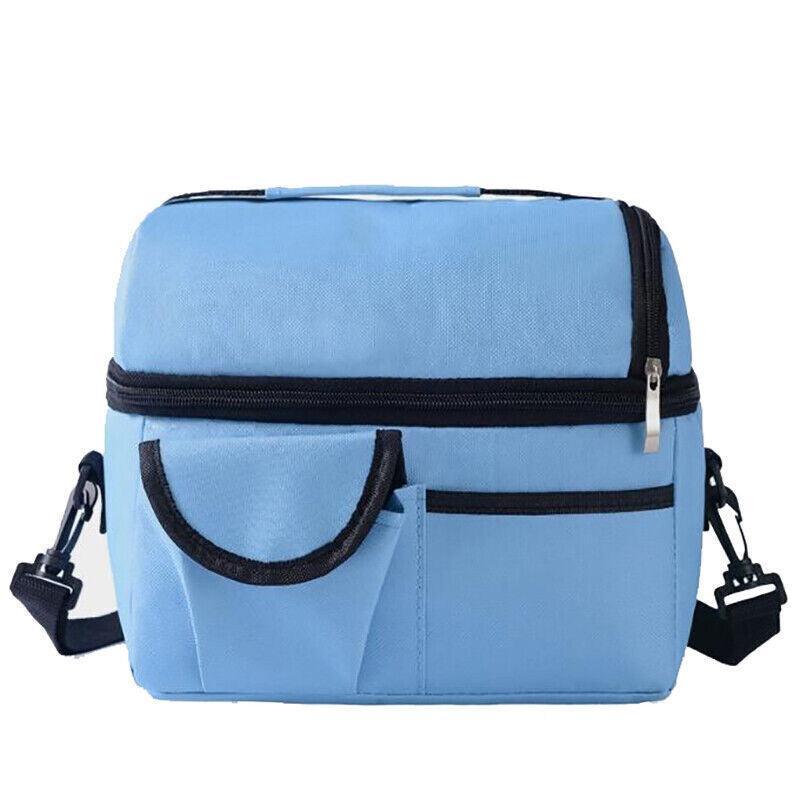 Insulated Lunch Bag Box Tote Cooler For Women Men Hot Cold Food Thermal - Light Blue