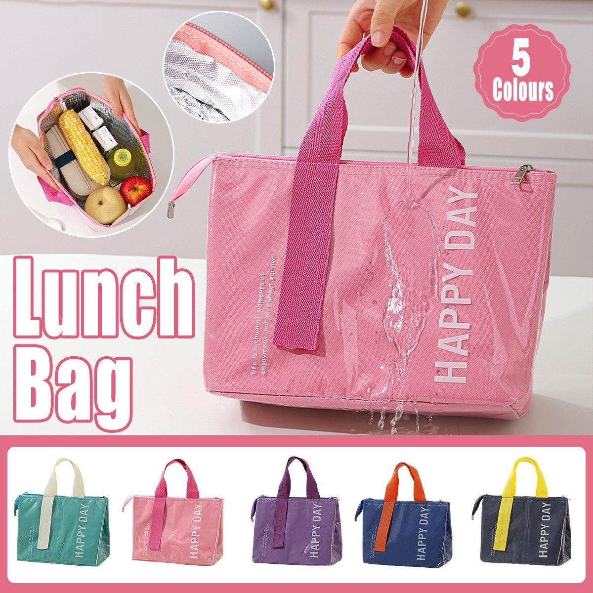 Large Capacity Lunch Bag Outdoor Picnic Aluminum Foil Portable Thermal Bag - Pink