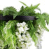 Black Framed Roof Hanging Disc With Draping Life-Like Wisteria Flowers UV Resistant 60cm