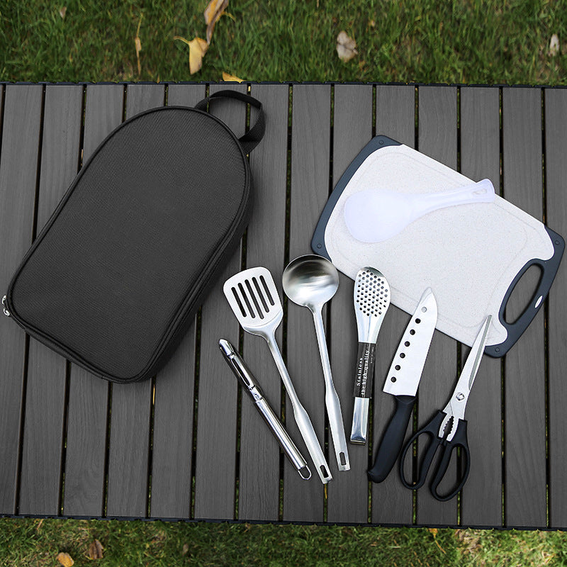 Portable Kitchen Utensil Storage Bag - Lightweight Organizer for Camping and Outdoor Cooking, Black