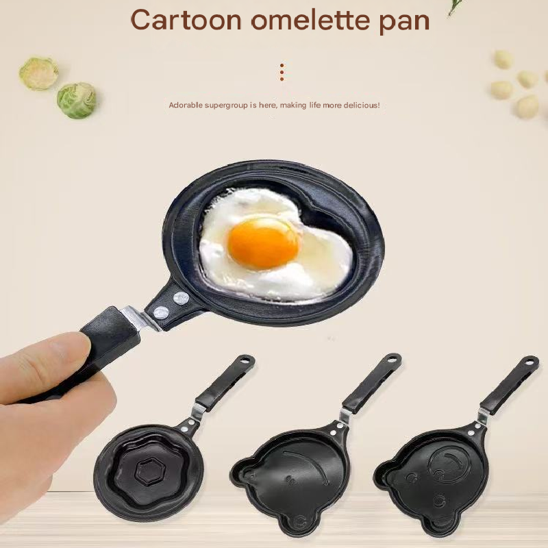 2-PCS Mini Non-Stick Egg Frying Pan Cartoon Shaped Omelette Cooker Mould for Breakfast Pancakes and Creative Cooking(pig)