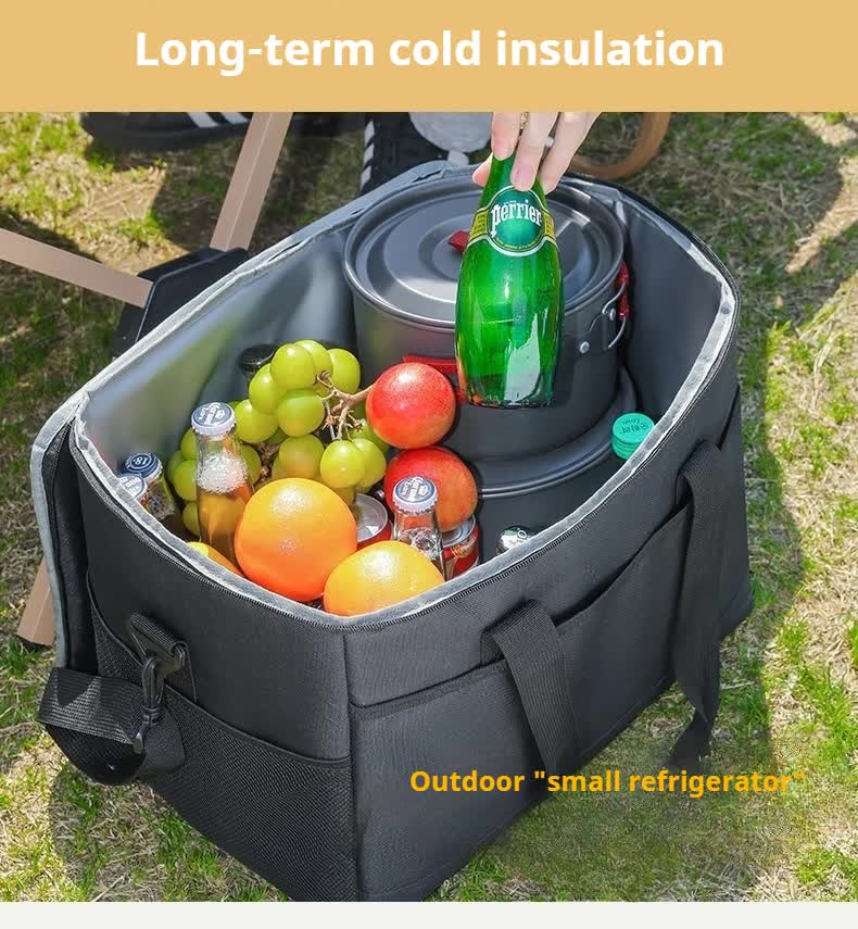 Large 35L Insulated Cooler Bag Soft Sided Leakproof Thermal Tote for Camping Beach Picnic BBQ Heavy Duty Grocery Carrier Grey