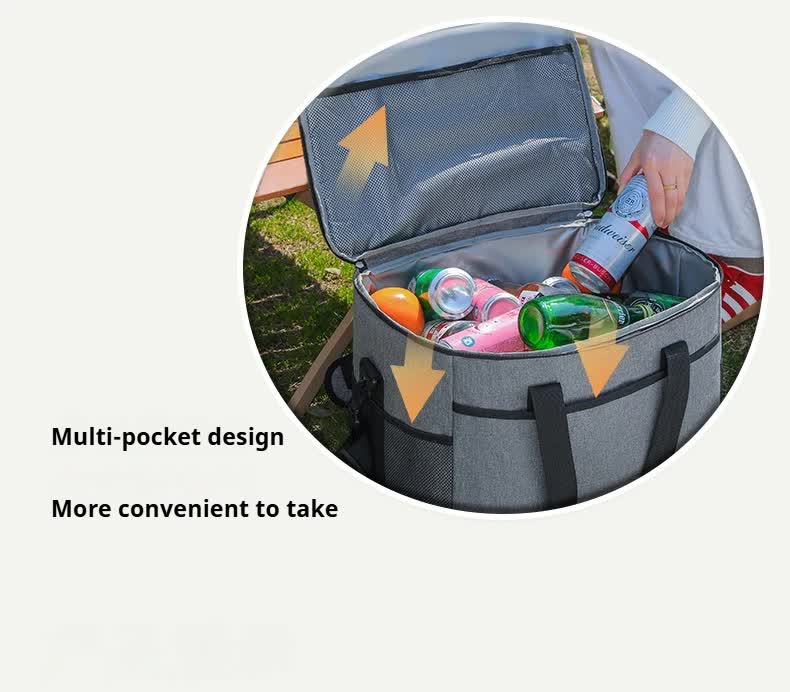Small Insulated Lunch Bag 10L Cooler Tote Box with Shoulder Strap Leakproof Thermal Meal Prep Carrier for Work School Picnic Navy Blue