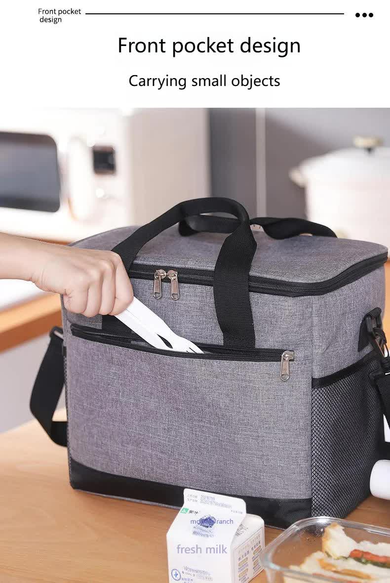 Large 30L Insulated Cooler Bag - Leakproof Thermal Lunch Tote with Shoulder Strap - Heavy Duty Grey Picnic Box for Beach, Camping & Work