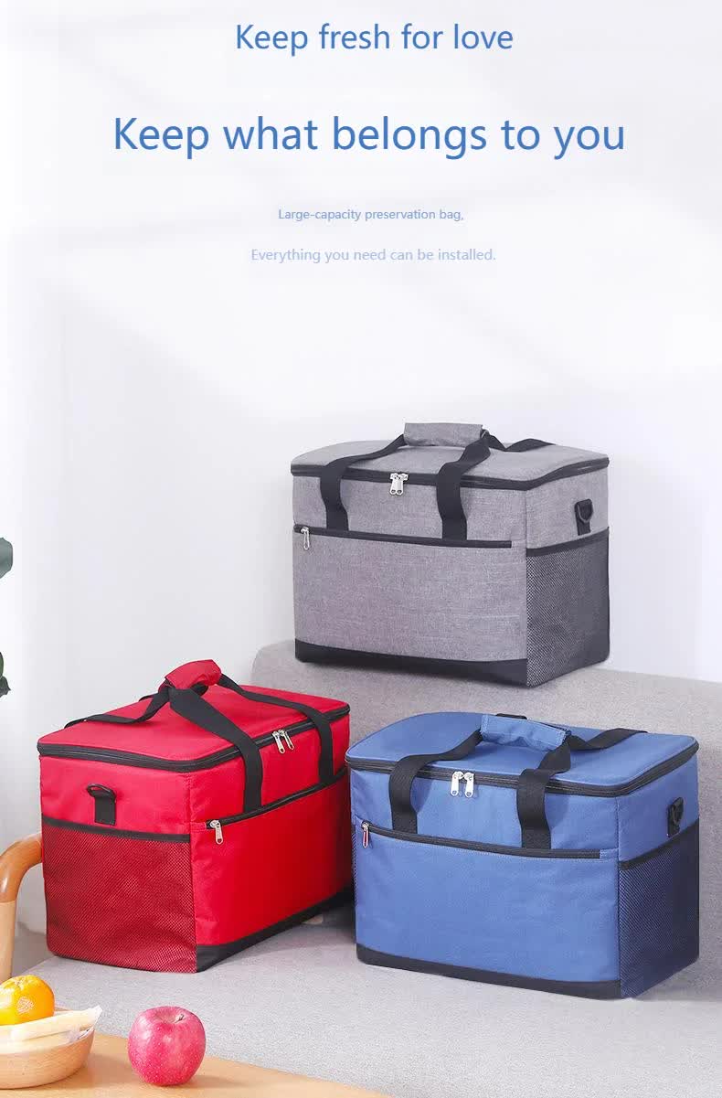 Large 18L Insulated Cooler Bag - Leakproof Thermal Lunch Tote with Shoulder Strap - Heavy Duty Black Picnic Box for Beach, Camping & Work