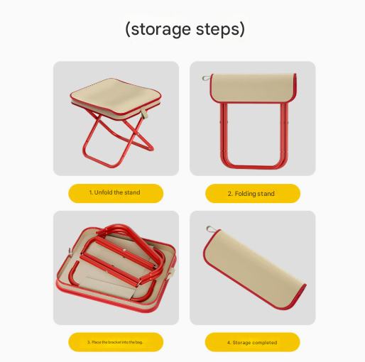 Beige Premium 2-Piece Portable Folding Stool Set | Lightweight Compact Camping Chairs | Durable Outdoor Seats for Fishing, Picnics, and Hiking