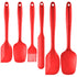 6-Piece Red Silicone Spatula Set – Heat-Resistant, Non-Scratch Kitchen Tools with Integrated Metal Reinforcement, Dishwasher Safe, for Cooking, Mixing, and Baking
