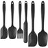 6-Piece Black Silicone Spatula Set – Heat-Resistant, Non-Scratch Kitchen Tools with Integrated Metal Reinforcement, Dishwasher Safe, for Cooking, Mixing, and Baking
