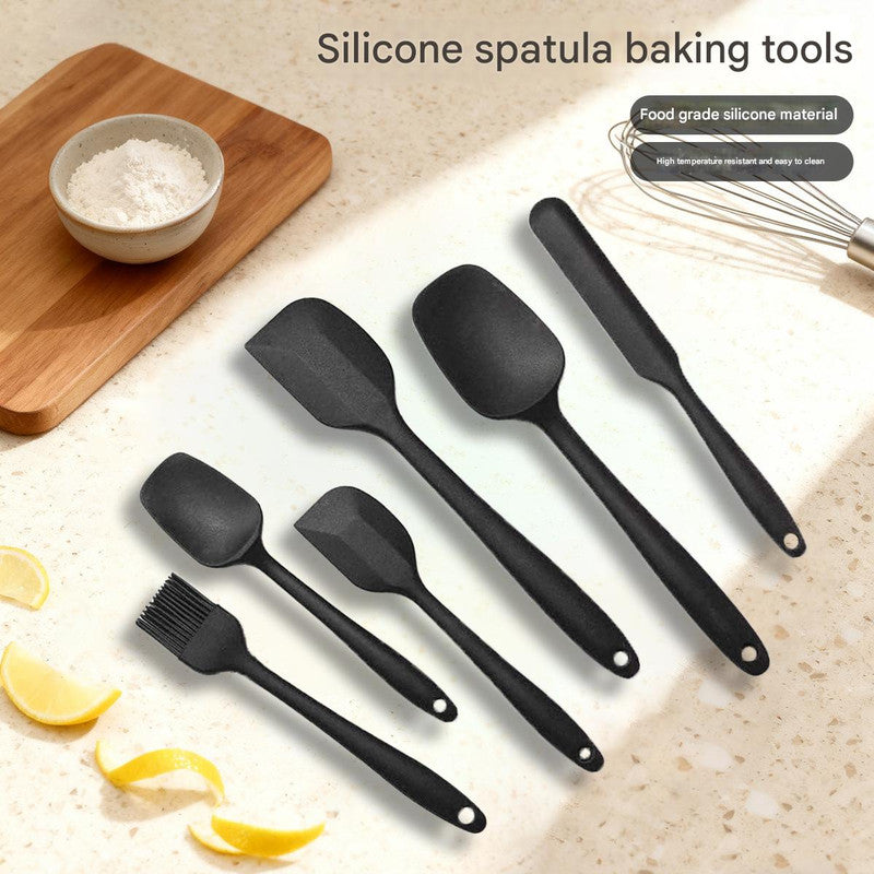 6-Piece Yellow Silicone Spatula Set – Heat-Resistant, Non-Scratch Kitchen Tools with Integrated Metal Reinforcement, Dishwasher Safe, for Cooking, Mixing, and Baking