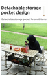 95CM Khaki Portable Folding Egg Roll Camping Table with Storage Bag & Mesh Net- Heavy-Duty Carbon Steel Picnic Table for 4-6 People