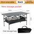 95CM Black Portable Folding Egg Roll Camping Table + 4-Pack 36CM Chairs with Storage Bag & Mesh Net- Heavy-Duty Carbon Steel Picnic Table for 4-6 People