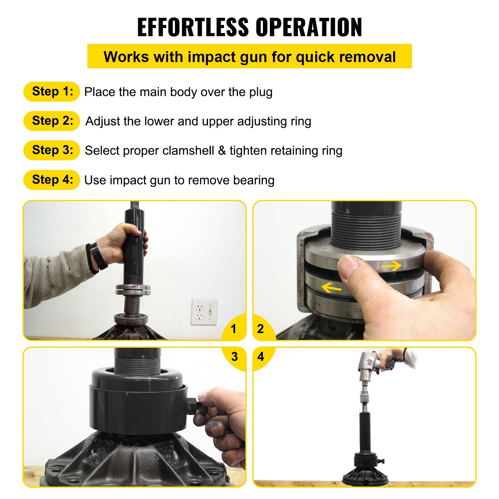 Carrier & Pinion Bearing Puller, Compatible with Dana 30, 40, 60, 70, Ford 9\