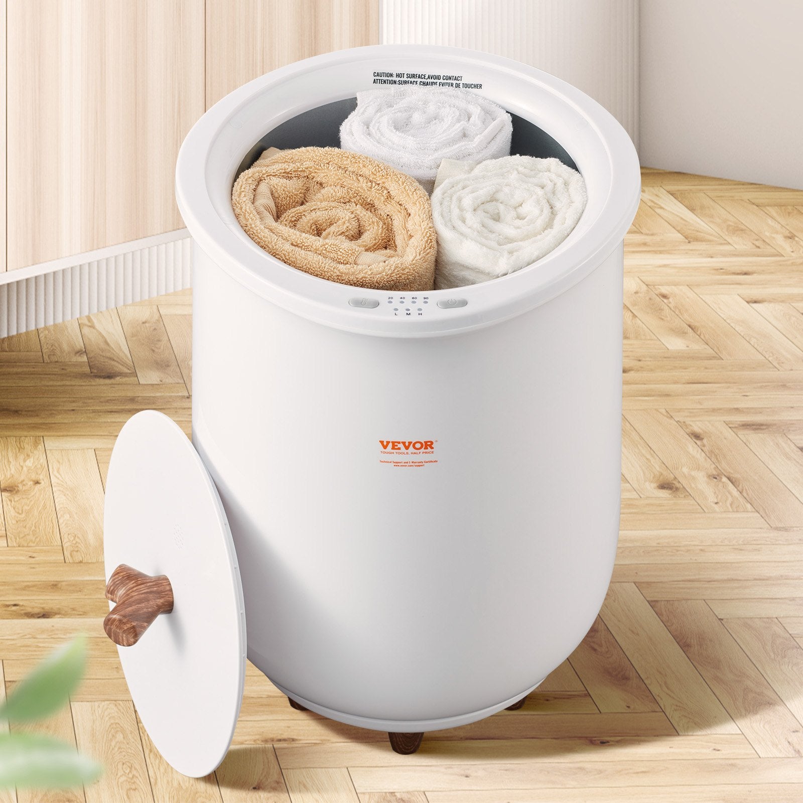 Towel Warmer Bucket, 20L Large Towel Warmer for Bathroom, Auto Shut Off Towel Heater with 4-Level Timer Fits up to Two 40