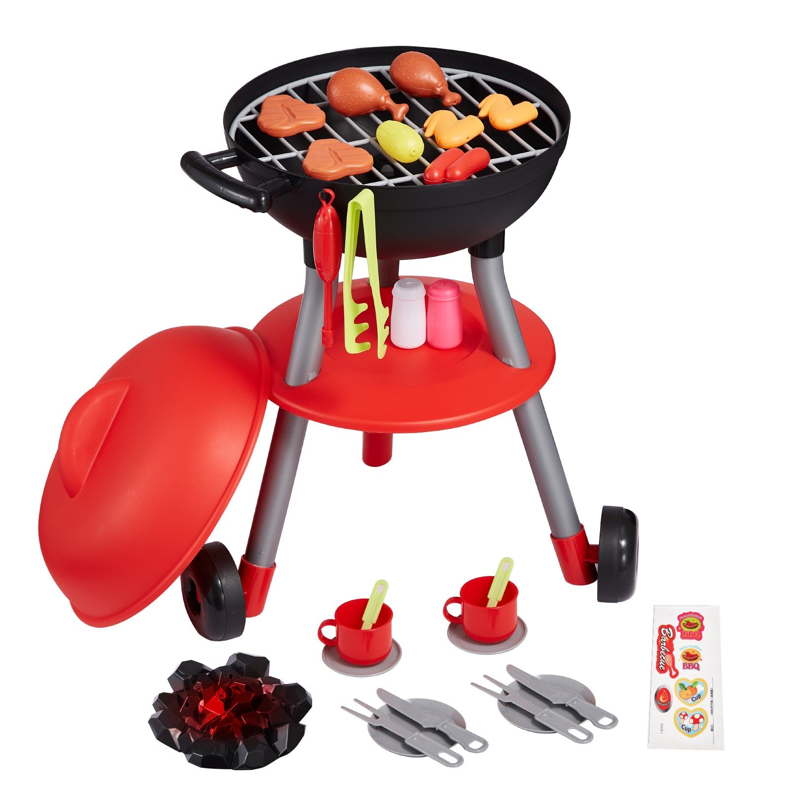 28 PCS BBQ Grill Playset, Kids Toys Kitchen Playset with Sound & Light, Little Chef Play, Interactive Grill Play Food Cooking Playset Barbecue Toy Grill for Toddlers Boys Girls 3-5 Birthday Gift