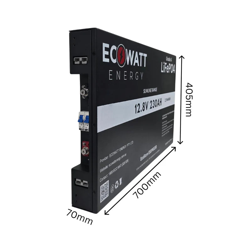 Ecowatt EcoStore Slimline PRO 230Ah 12V LiFePO4 Battery - Bluetooth
