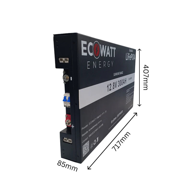 Ecowatt EcoStore Slimline PRO 300Ah 12V LiFePO4 Battery - Bluetooth